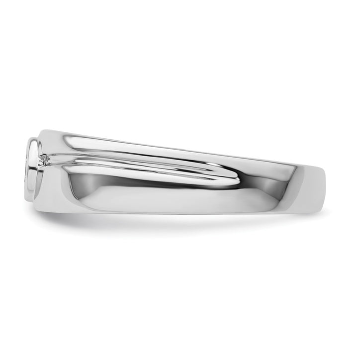 Buy Stylish 14K White Gold Men's Wedding Band - 8mm with Diamond Accents-3