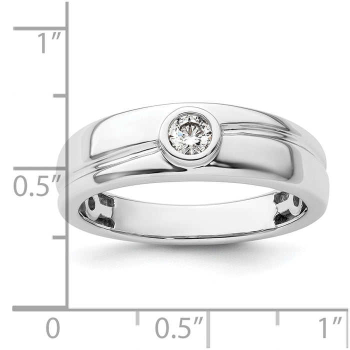 Buy Stylish 14K White Gold Men's Wedding Band - 8mm with Diamond Accents-7