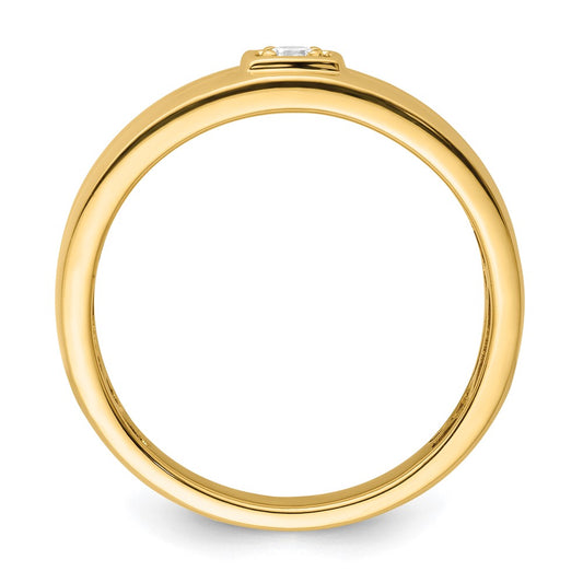 High-Quality 14K Grooved Men's Wedding Band with Diamond Accents - Stylish Value!