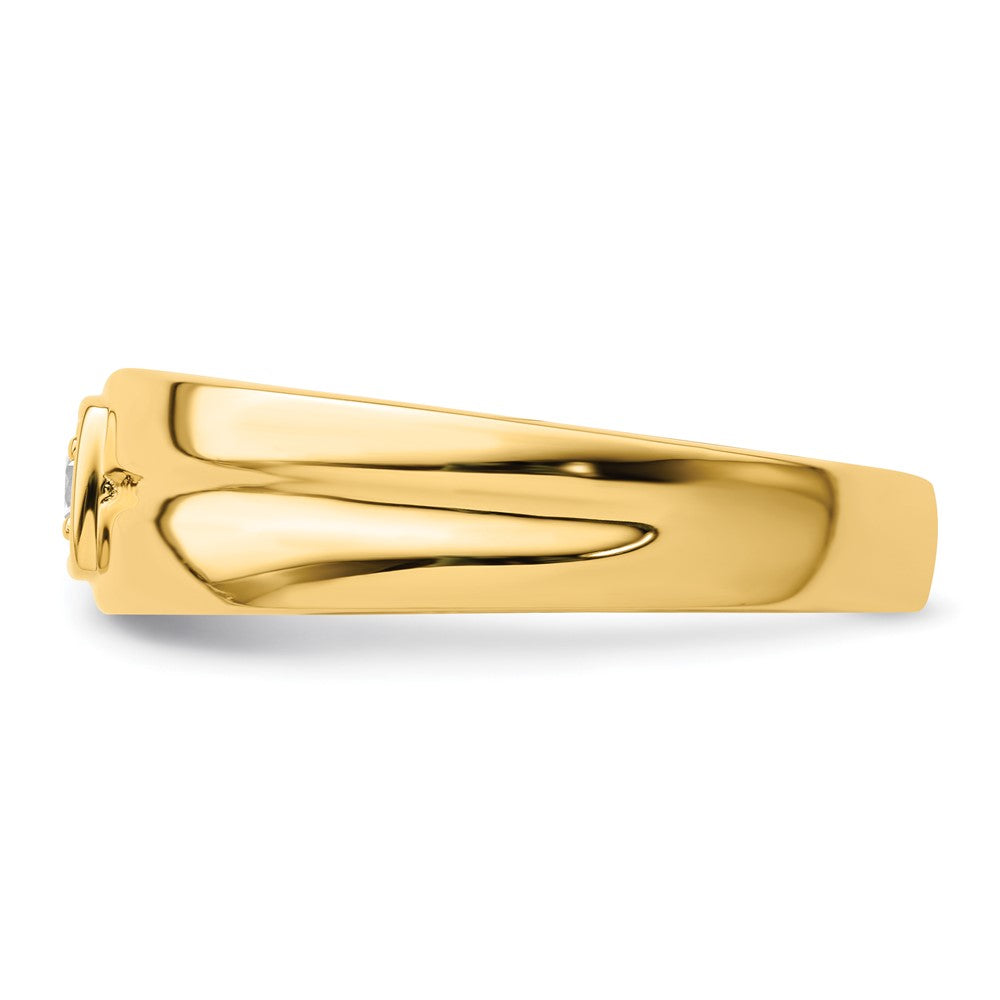 High-Quality 14K Grooved Men's Wedding Band with Diamond Accents - Stylish Value!