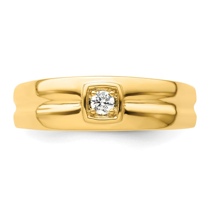 High-Quality 14K Grooved Men's Wedding Band with Diamond Accents - Stylish Value!-4