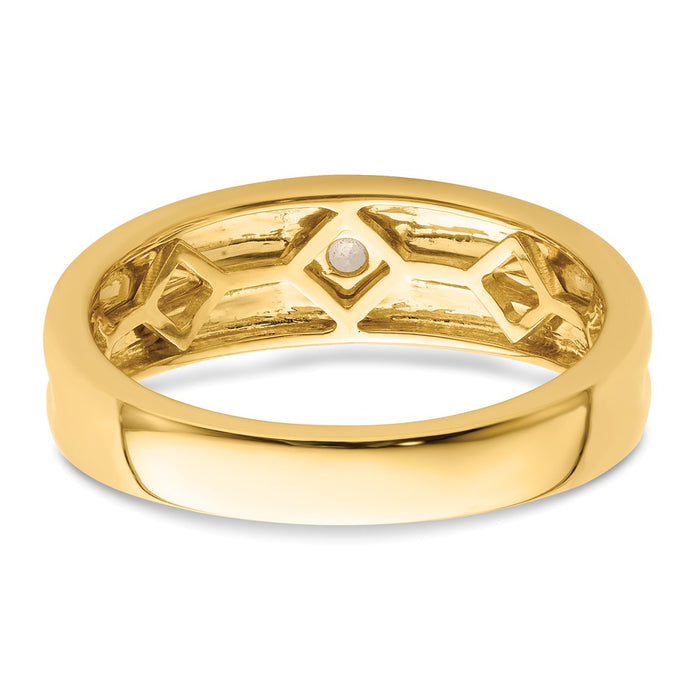 High-Quality 14K Grooved Men's Wedding Band with Diamond Accents - Stylish Value!-5