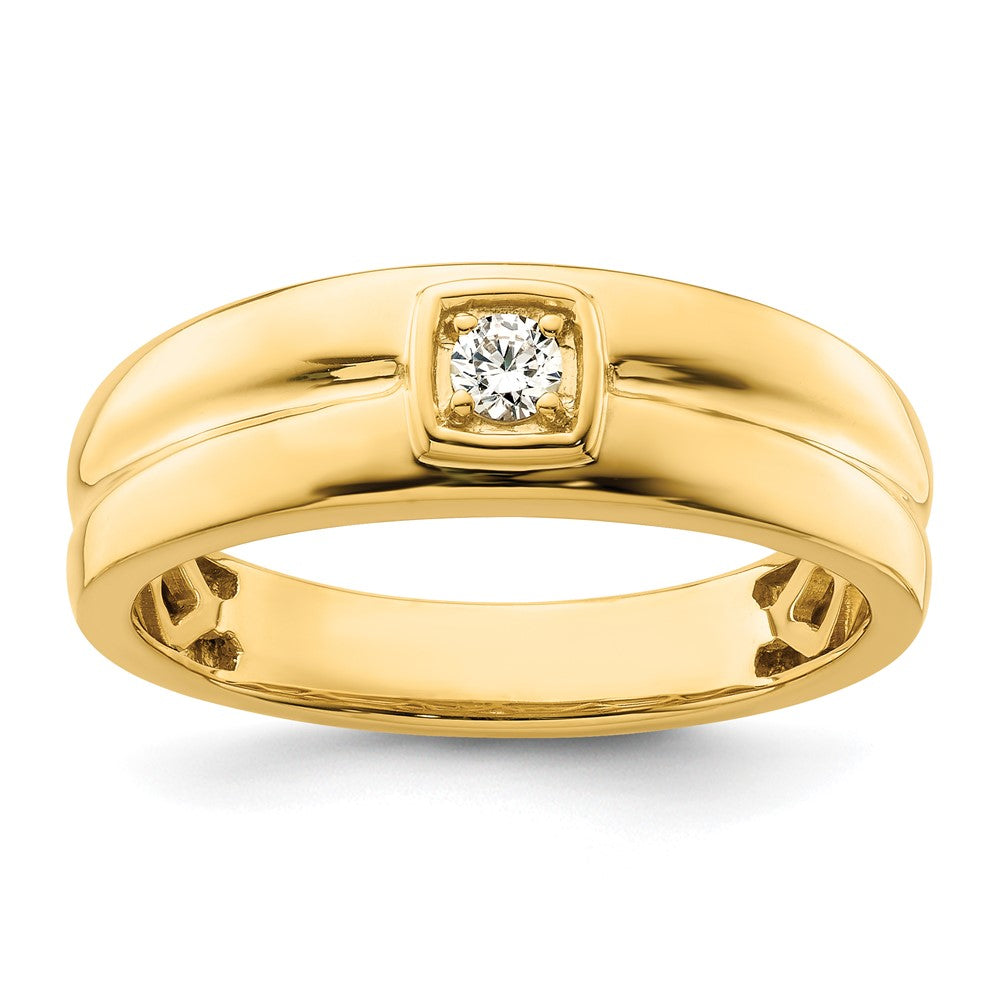 High-Quality 14K Grooved Men's Wedding Band with Diamond Accents - Stylish Value!