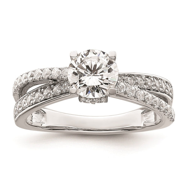14K White Gold Hidden Three-Stone Diamond Engagement Ring