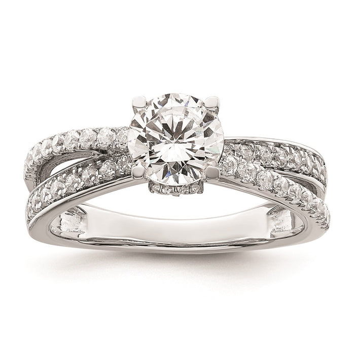 Buy Stylish 14K White Gold Hidden Three-Stone Diamond Engagement Ring-1
