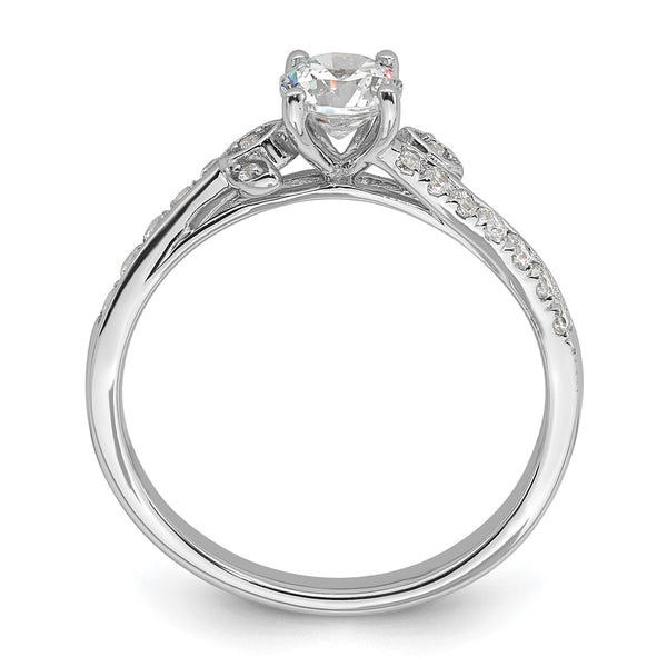 14K White Gold Leaf-Inspired Diamond Semi-Mount Ring