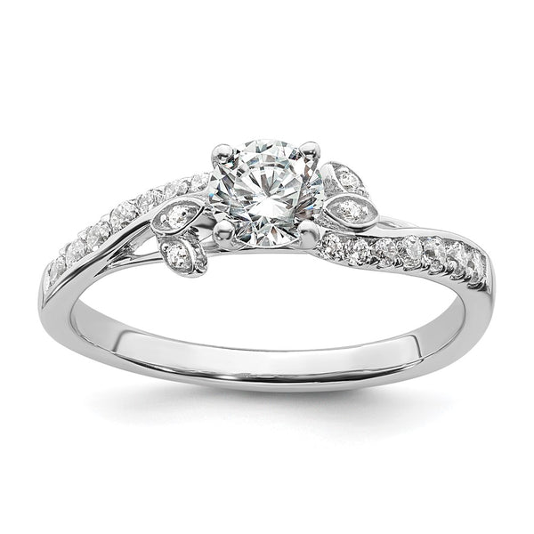 14K White Gold Leaf-Inspired Diamond Semi-Mount Ring