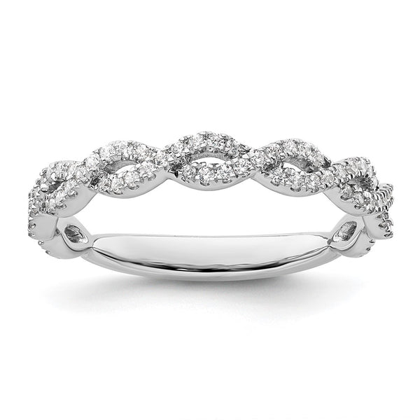14K White Gold Twisted Diamond Engagement Ring