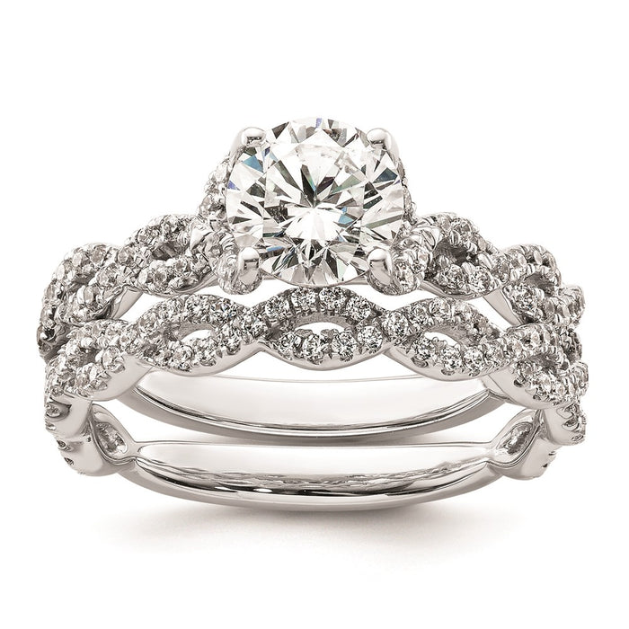 Buy 14K White Gold Twisted Diamond Semi-Mount Engagement Ring - Stylish Value-7