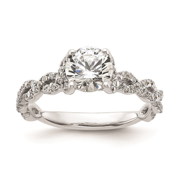 14K White Gold Twisted Diamond Semi-Mount Engagement Ring