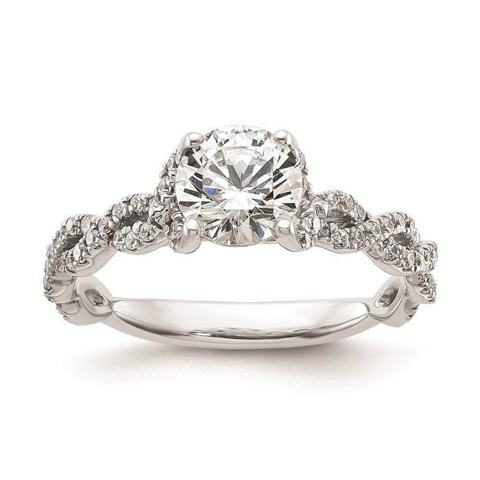Buy 14K White Gold Twisted Diamond Semi-Mount Engagement Ring - Stylish Value-1