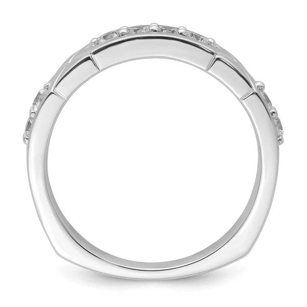 14K White Gold Grooved Diamond Men's Wedding Ring