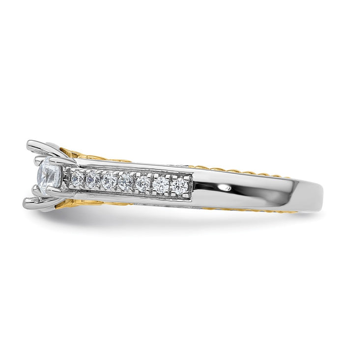 Exclusive 14K Two-Tone Three-Stone Engagement Ring, 2-3.5mm Side Stones, Stylish Value-3