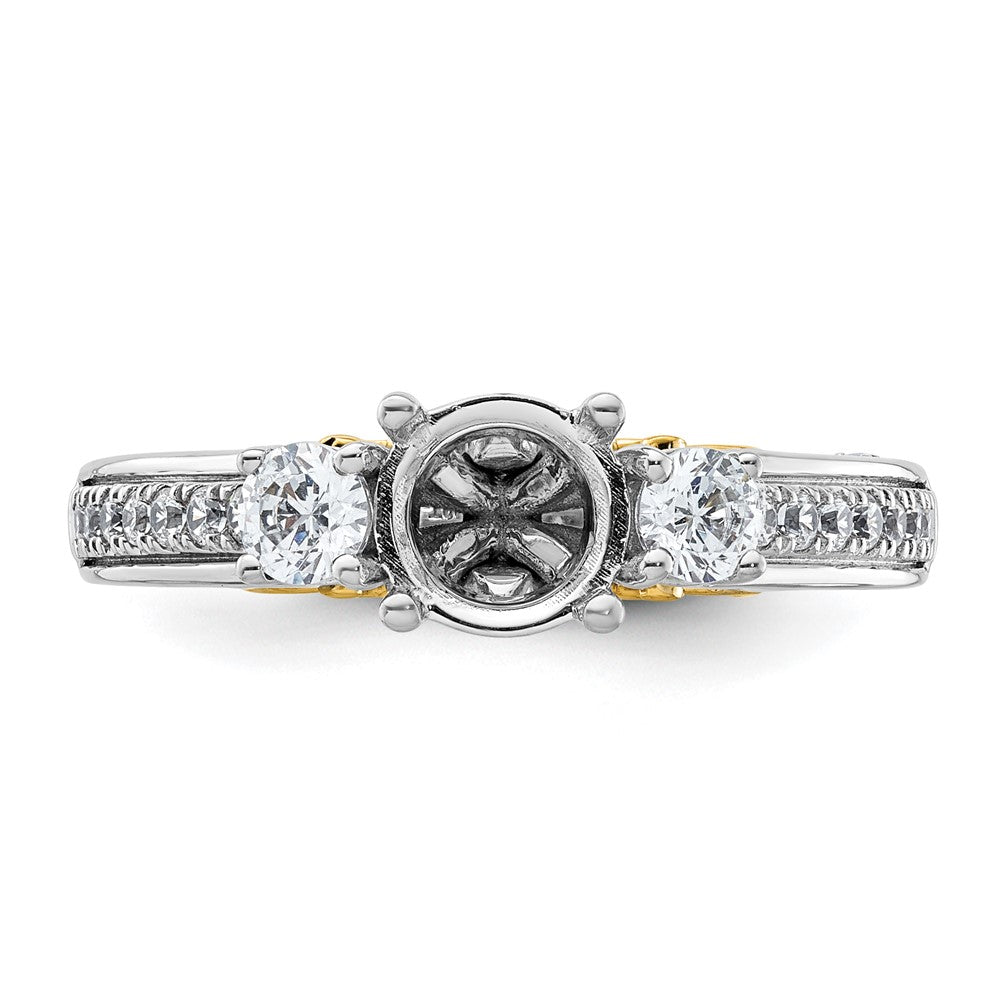 Exclusive 14K Two-Tone Three-Stone Engagement Ring, 2-3.5mm Side Stones, Stylish Value
