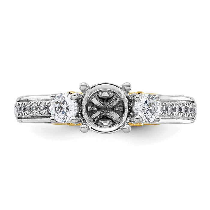 Exclusive 14K Two-Tone Three-Stone Engagement Ring, 2-3.5mm Side Stones, Stylish Value-4