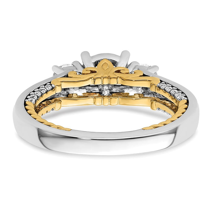 Exclusive 14K Two-Tone Three-Stone Engagement Ring, 2-3.5mm Side Stones, Stylish Value-5