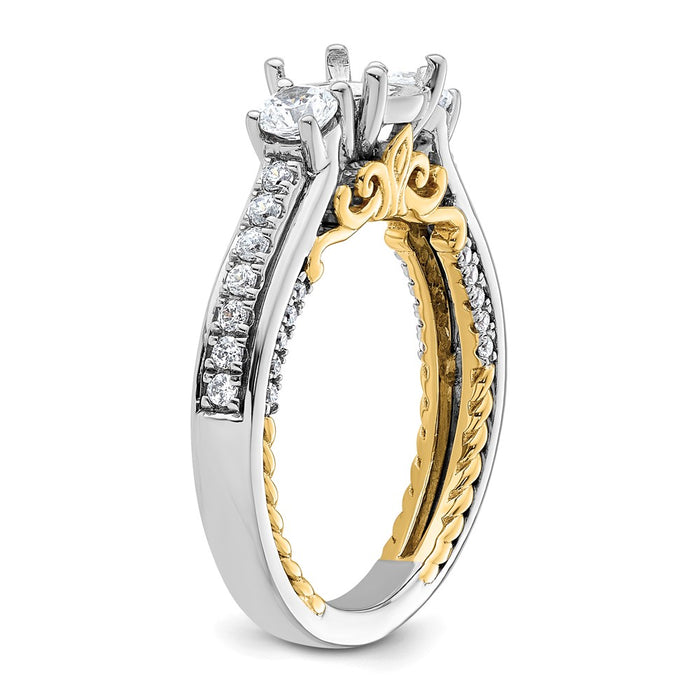 Exclusive 14K Two-Tone Three-Stone Engagement Ring, 2-3.5mm Side Stones, Stylish Value-6