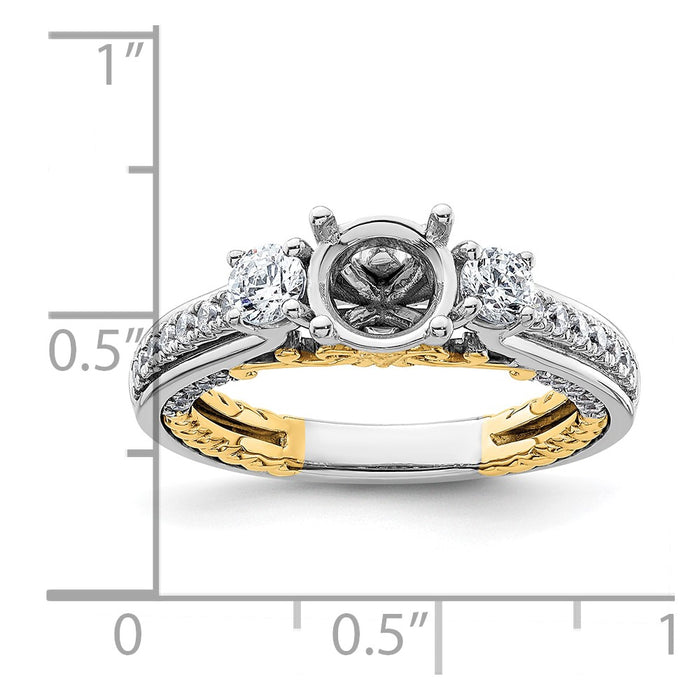 Exclusive 14K Two-Tone Three-Stone Engagement Ring, 2-3.5mm Side Stones, Stylish Value-7