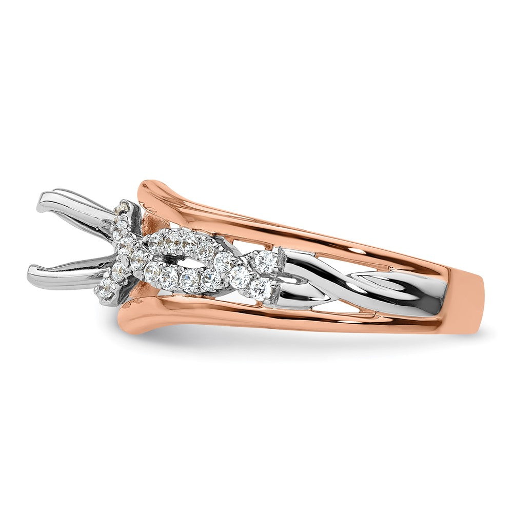 Buy Exclusive 14K Two-Tone Twisted Diamond Semi-Mount Ring - Stylish Design