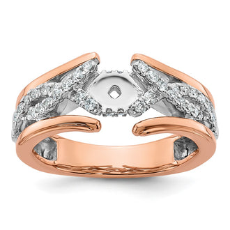 Buy Exclusive 14K Two-Tone Twisted Diamond Semi-Mount Ring - Stylish Design