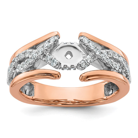 Buy Exclusive 14K Two-Tone Twisted Diamond Semi-Mount Ring - Stylish Design