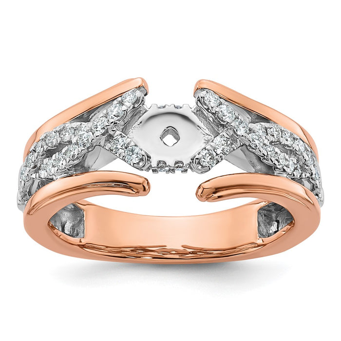Buy Exclusive 14K Two-Tone Twisted Diamond Semi-Mount Ring - Stylish Design-1