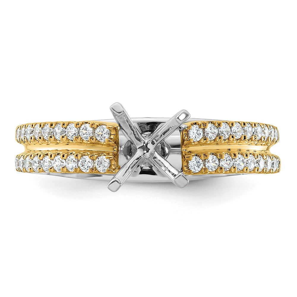 High-Quality 14K Two-Tone Diamond Semi-Mount Engagement Ring | Stylish Design