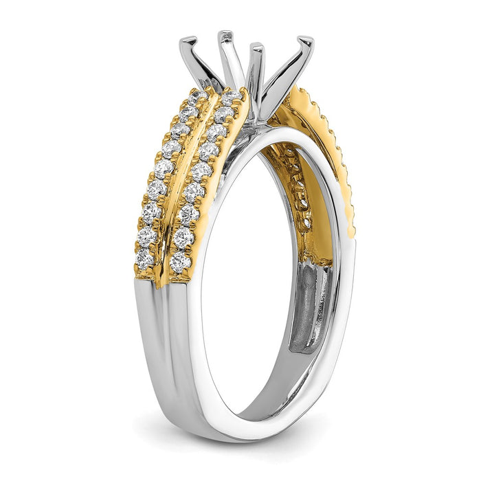 High-Quality 14K Two-Tone Diamond Semi-Mount Engagement Ring | Stylish Design-6