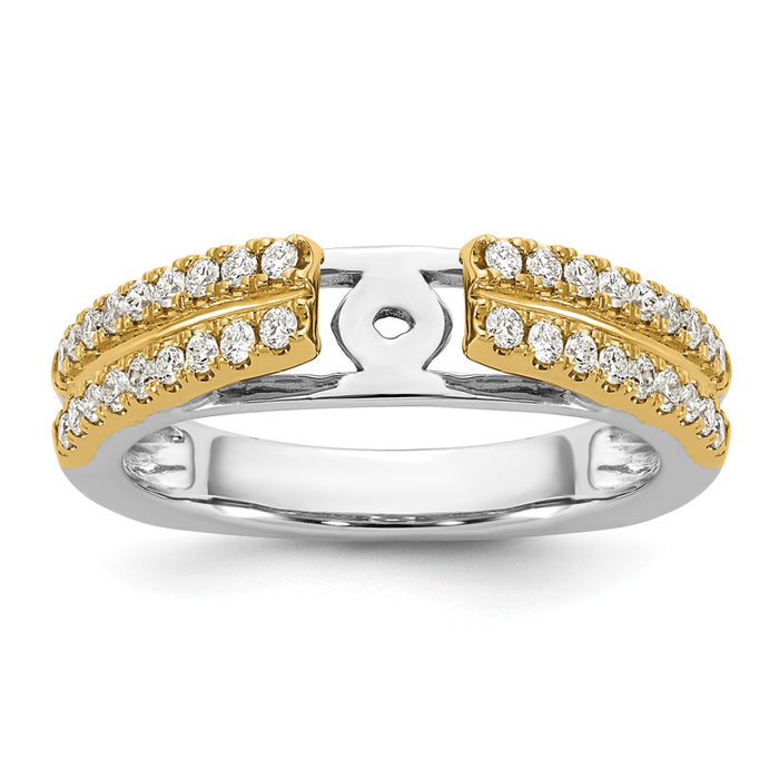 High-Quality 14K Two-Tone Diamond Semi-Mount Engagement Ring | Stylish Design-1