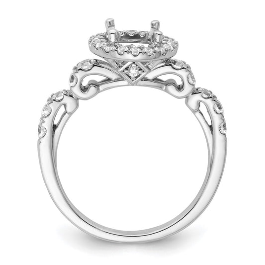 Buy Designer 14K White Gold Round Halo Diamond Semi-Mount Ring - Luxury Style