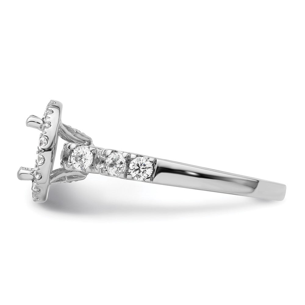 Buy Designer 14K White Gold Round Halo Diamond Semi-Mount Ring - Luxury Style