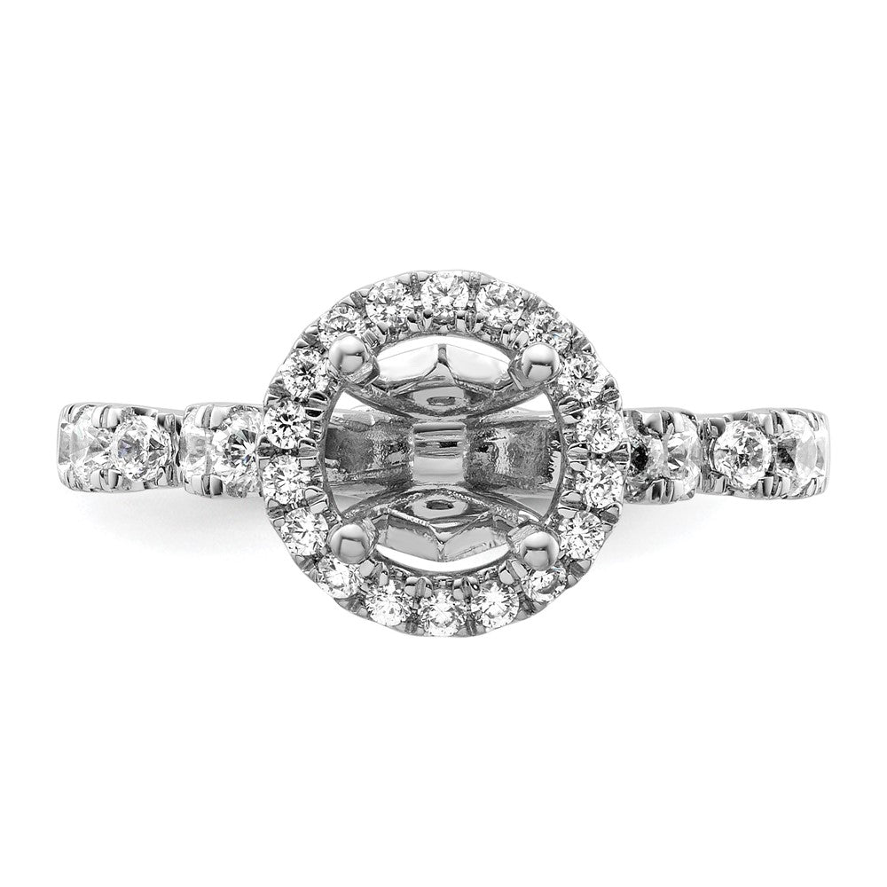 Buy Designer 14K White Gold Round Halo Diamond Semi-Mount Ring - Luxury Style