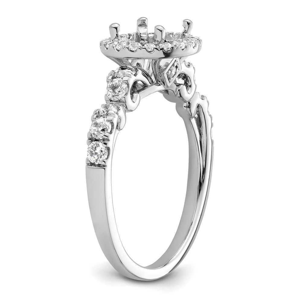 Buy Designer 14K White Gold Round Halo Diamond Semi-Mount Ring - Luxury Style