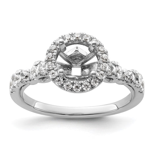 Buy Designer 14K White Gold Round Halo Diamond Semi-Mount Ring - Luxury Style