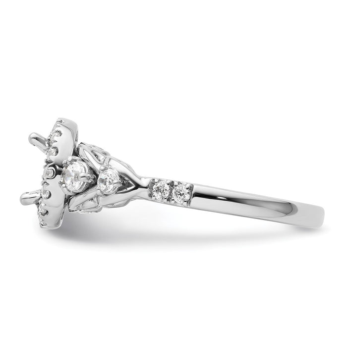High-Quality 14K White Gold Round Halo Diamond Semi-Mount Engagement Ring-3