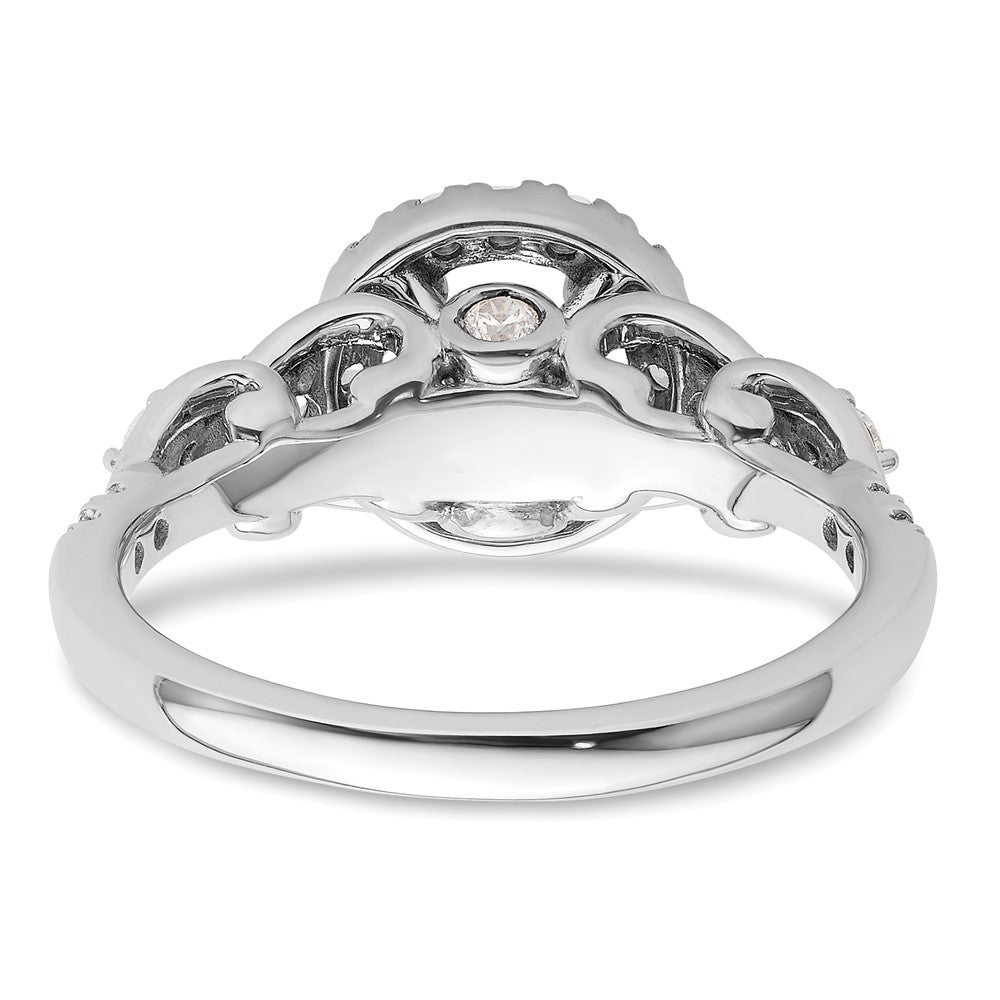 High-Quality 14K White Gold Round Halo Diamond Semi-Mount Engagement Ring