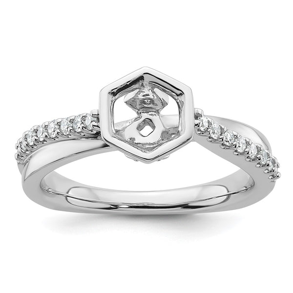 14K White Gold Hexagon Semi-Mount Engagement Ring