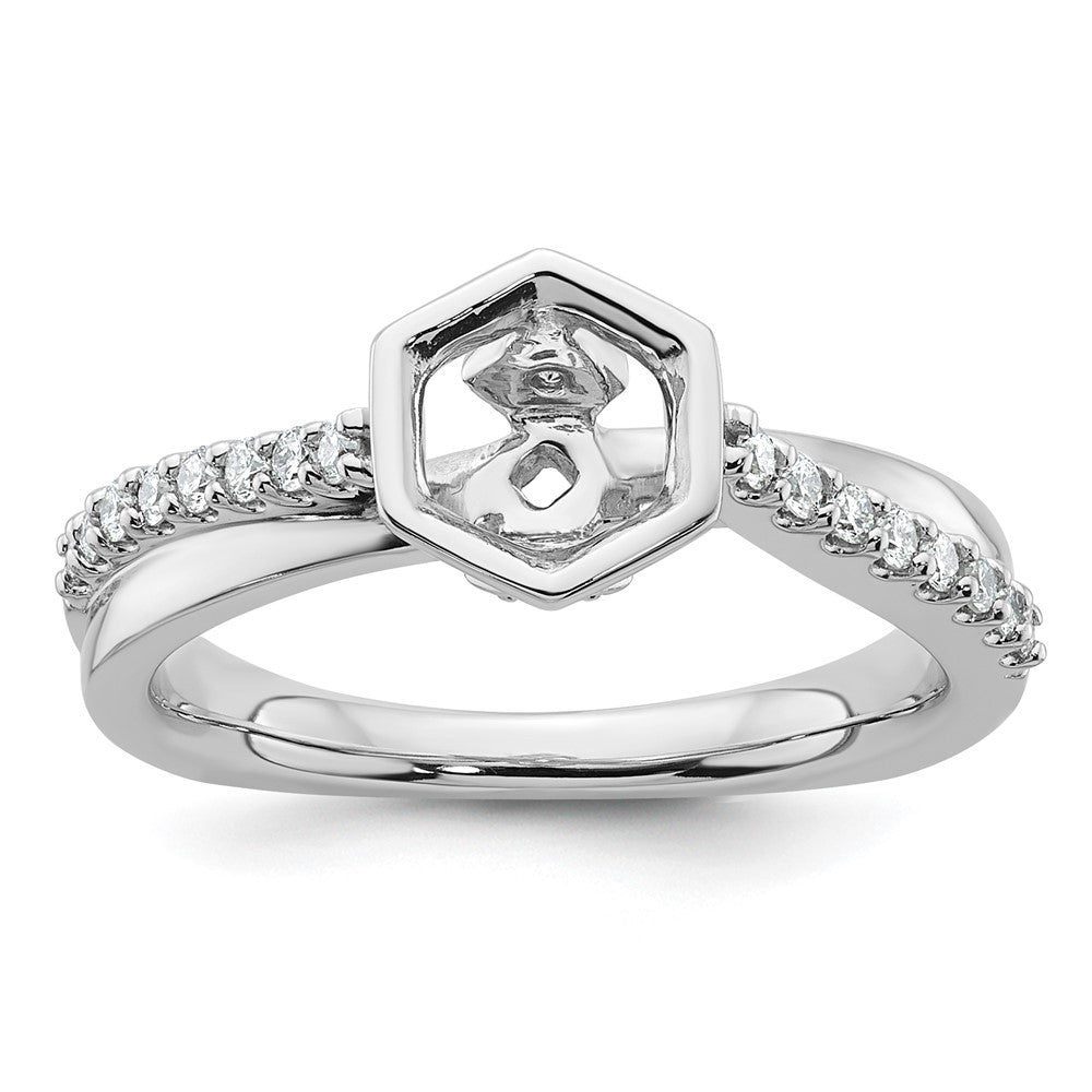 Buy Exclusive 14K White Gold Hexagon Semi-Mount Engagement Ring - Stylish!