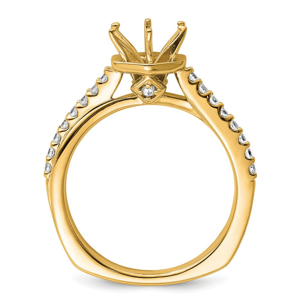 14K Gold Hexagon Engagement Ring - Diamond Peg Setting