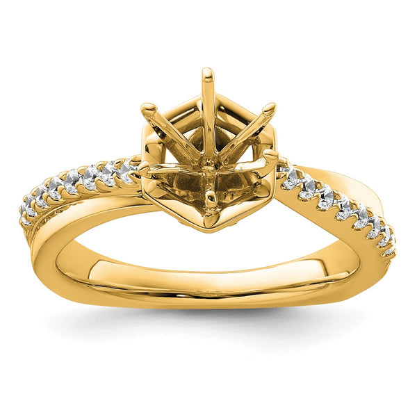 14K Gold Hexagon Engagement Ring - Diamond Peg Setting