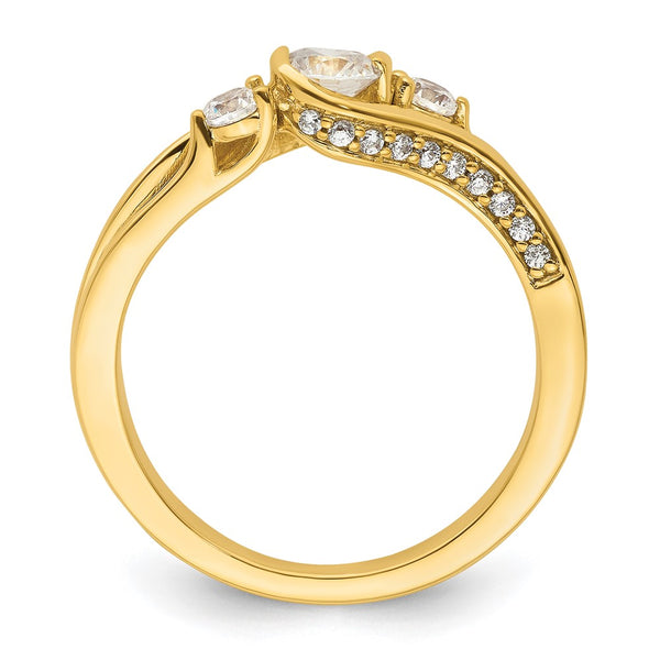 14K Gold Three Stone Diamond Semi-Mount Engagement Ring