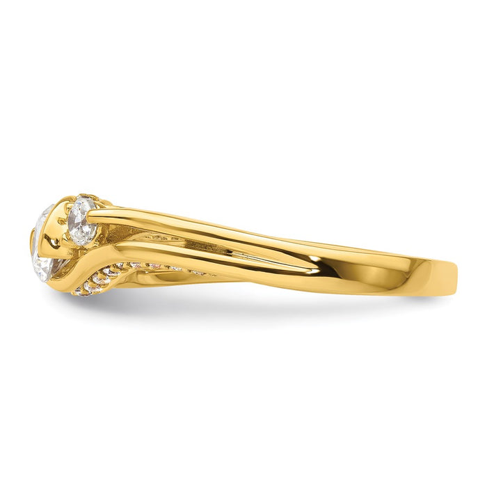 High-Quality 14K Gold Three Stone Diamond Semi-Mount Engagement Ring, Stylish Value-3