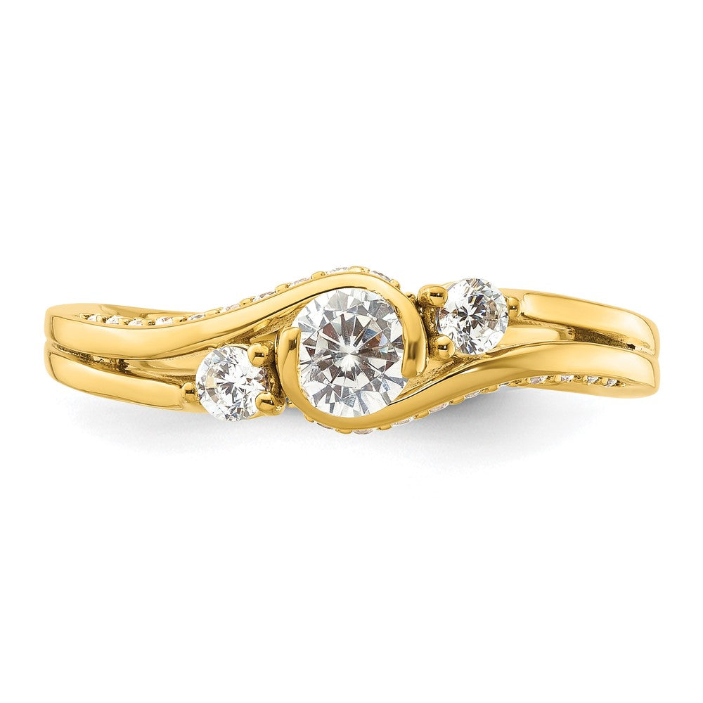 High-Quality 14K Gold Three Stone Diamond Semi-Mount Engagement Ring, Stylish Value