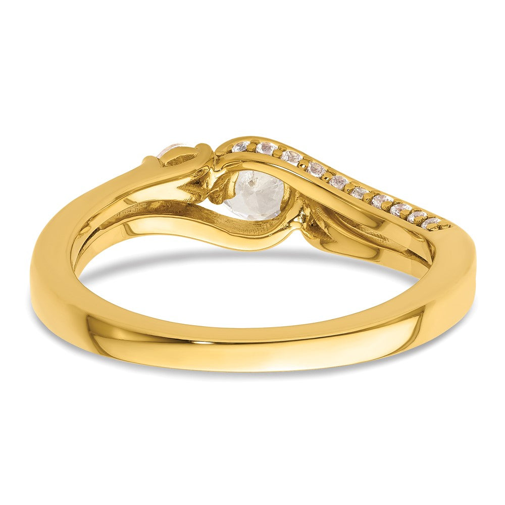 High-Quality 14K Gold Three Stone Diamond Semi-Mount Engagement Ring, Stylish Value