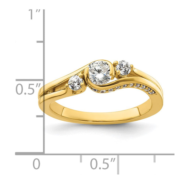High-Quality 14K Gold Three Stone Diamond Semi-Mount Engagement Ring, Stylish Value-7