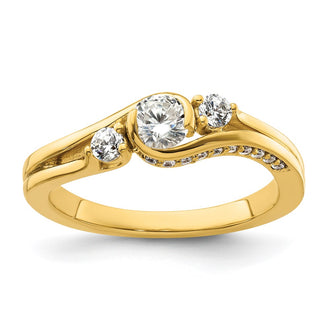 High-Quality 14K Gold Three Stone Diamond Semi-Mount Engagement Ring, Stylish Value