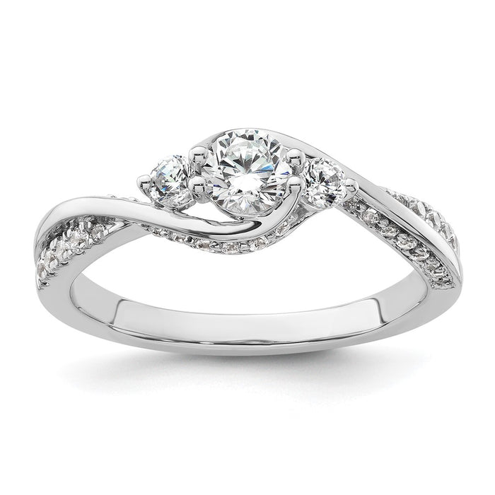 Buy Exclusive 14K White Gold Three-Stone Diamond Semi-Mount Ring - Stylish Design!-1