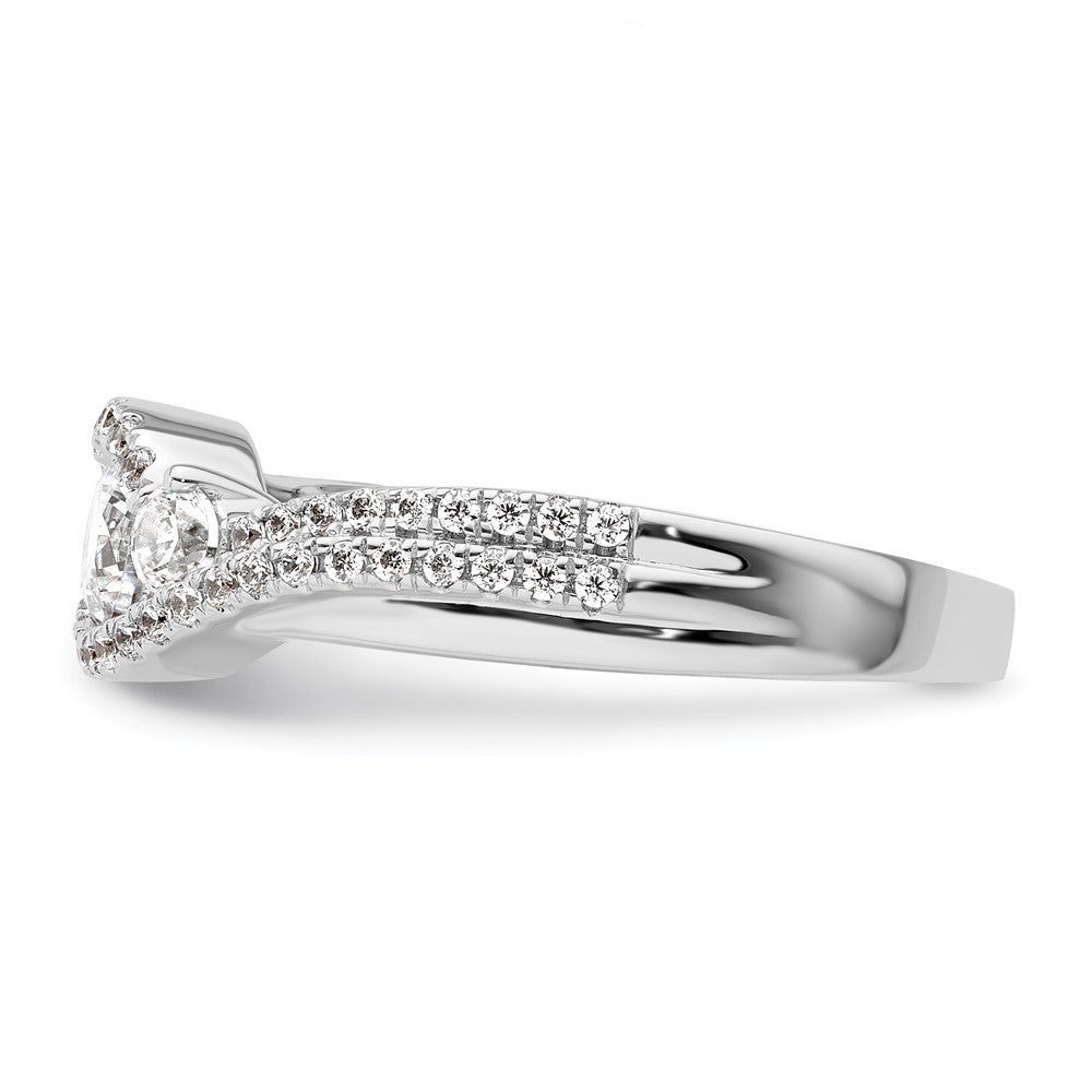 Exclusive 14K White Gold Three-Stone Bypass Engagement Ring | Stylish Diamonds