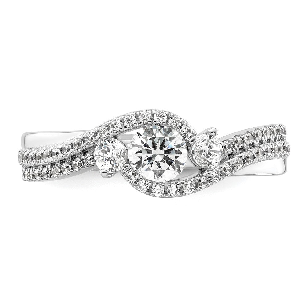 Exclusive 14K White Gold Three-Stone Bypass Engagement Ring | Stylish Diamonds