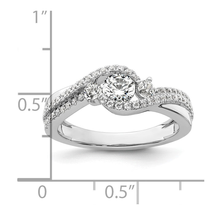 Exclusive 14K White Gold Three-Stone Bypass Engagement Ring | Stylish Diamonds-7